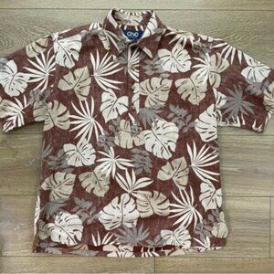 VINTAGE‎ ONO & Co Size L Aloha Hawaiian Brown Shirt100% Cotton